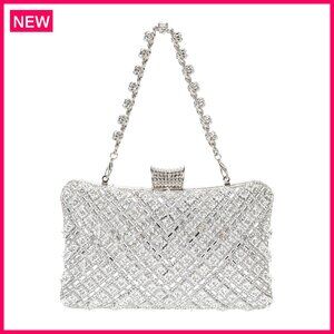Sparkly Rhinestone Clutch with Removable Chains for Evening Parties Prom